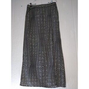 Worthington Skirt Women's M Black & White Geometric Maxi Long High Slit Pockets
